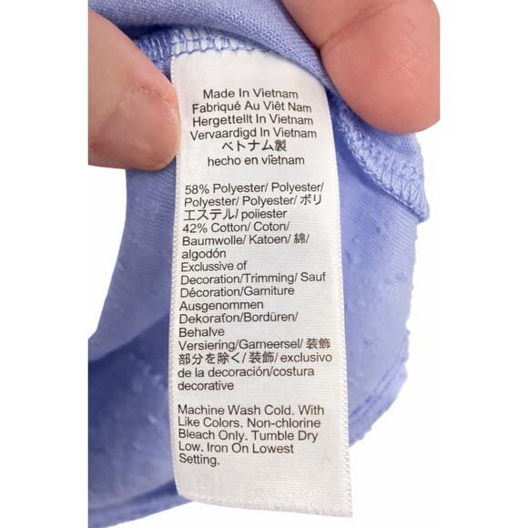 J.Crew Swiss Dot Blouse M Cottagecore Romantic Lavender Smocked Puff Sleeve Top - Picture 8 of 11